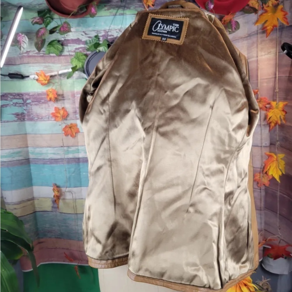 CUIR OLYMPIC Leather vintage jacket, tan - Picture 5 of 7